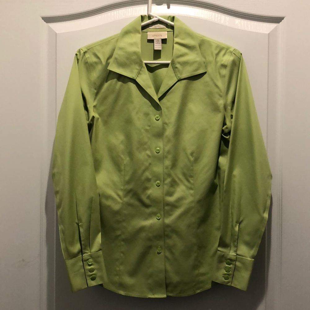 Chico’s green long sleeve blouse, size 0